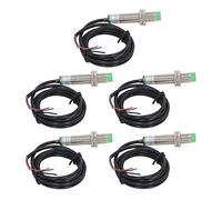 Aramox 5 Piezas Sensor de Proximidad Inductivo M12 NPN NC Interruptor de Proximidad 6 a 36VDC ABS Aleación de Aluminio Detección de 4 Mm IP65 para Máquinas Herramientas Control de Conteo de