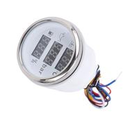 Aramox 52mm Medidor Digital de Nivel de, Universal 12V/24V 3 en 1 de Presión de Aceite y Temperatura del Agua con Pantalla Retroiluminada en Azul (esfera blanca bisel plateado)