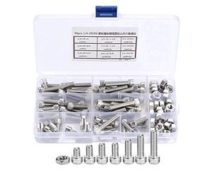 Aramox 90 Pernos Hexagonales, Acero Inoxidable 304, Resistentes a la Oxidación, Tamaños Surtidos para Bricolaje y Uso Profesional