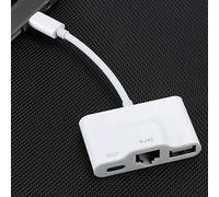 Aramox Adaptador Ethernet Adaptador ABS Tipo C 90 Mbit S RJ45 SD TF USB C Entrada de Alimentación para Computadoras, Tabletas y Teléfonos para iOS Tablet Pro 2018