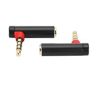 Aramox Adaptador Jack de 3,5 Mm Conector de Cable de 2 Piezas Conector Estéreo de ángulo Recto Aleación de Aluminio Chapado en Oro Macho a Hembra para Auriculares, Teléfonos, Tabletas, Portátiles (#1)