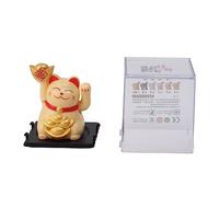 Aramox Adorno de Gato de la Suerte con Energía Solar de 2.0 in, Decoración Propicia de Plástico para Escritorio, Salpicadero de Coche, Hogar, Restaurante, Bendición Automática de Riqueza con Cinta