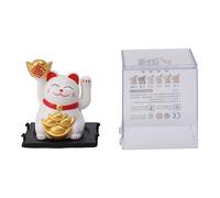 Aramox Adorno de Gato de la Suerte con Energía Solar de 2.0 in, Decoración Propicia de Plástico para Escritorio, Salpicadero de Coche, Hogar, Restaurante, Bendición Automática de Riqueza con Cinta