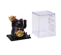 Aramox Adorno de Gato de la Suerte con Energía Solar de 2.0 in, Decoración Propicia de Plástico para Escritorio, Salpicadero de Coche, Hogar, Restaurante, Bendición Automática de Riqueza con Cinta