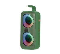 Aramox Altavoz RGB Portátil, 10W Dual Drivers 57mm (Green) | Conexión inalámbrica BT 5.2, sonido envolvente de 360°, batería de 3000 mAh, radio de baile cuadrada para exteriores,