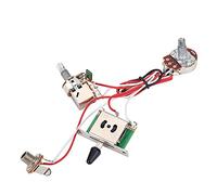 Aramox Arnés de Cableado para Guitarra Eléctrica, Kit de Cableado de Guitarra de Metal Precableado con Interruptor de 3 Vías Potes A500K B500K, bajo Ruido, Fácil Instalación para Reparación de