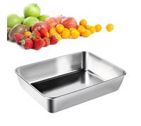 Aramox Bandeja de Alimentos Rectangular, Acero Inoxidable 304 con Borde | Contenedor para lavavajillas, superficie lisa, organizador para refrigerador de encimera, plato para servir en restaurante