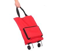 Aramox Bolsa Plegable para Carrito de Compras, Tela Oxford, Gran Capacidad, Liviana, Apta para Viajes para Compras y Actividades Al Aire Libre (rojo)