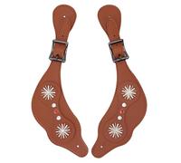 Aramox Botas Correas Espolones, Diamantes de Imitación de Estilo Vintage, Hecha a Mano para Caballos, Longitud Ajustable con Hebilla de Metal, Cuero PU, Diamantes de Imitación, (Brown)