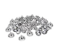 Aramox Botones de Diamantes de Imitación para Coser, Botones Redondos de Diamantes de Imitación Artificiales Transparentes con Base de Lazo de Metal de 20 Mm, 100 Piezas para Tapicería de Ropa,