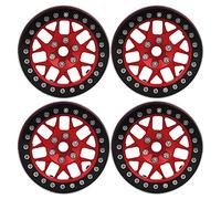 Aramox Bujes De Rueda RC De Aleación De Aluminio De 4 Uds. De 2,2 Pulgadas para Piezas De Mejora SCX10, Ajuste Confiable a Prueba De Golpes (Negro+Rojo)