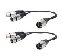 Aramox Cable Divisor XLR, Adaptador Doble Hembra Y, Conectores Chapados en Oro, Compatible con Micrófono Y Mezclador (2PCS)