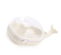 Aramox Caja de con Tapa PP Drenaje Jabonera Doble Capa Forma de Ballena Tapa Abatible A Prueba de Polvo Contenedor de Portátil para Baño Viajes Camping Lavandería (White)