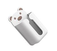 Aramox Caja de Pañuelos Montada en la Pared, Soporte de Plástico para Pañuelos Montado en la Pared con Patrón de Oso, Instalación de Pasta sin Perforaciones, Gran Apertura en T, 25 X 9 X 14 Cm para