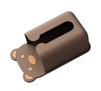 Aramox Caja de Pañuelos Montada en la Pared, Soporte de Plástico para Pañuelos Montado en la Pared con Patrón de Oso, Instalación de Pasta sin Perforaciones, Gran Apertura en T, 25 X 9 X 14 Cm para