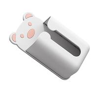 Aramox Caja de Pañuelos Montada en la Pared, Soporte de Plástico para Pañuelos Montado en la Pared con Patrón de Oso, Instalación de Pasta sin Perforaciones, Gran Apertura en T, 25 X 9 X 14 Cm para