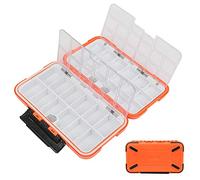 Aramox Caja de Pesca Organizador ABS ABS Caja de Almacenamiento con Tapa Interna Transparente y Cinturón de Goma para Anzuelos de Cebo Accesorios de Señuelos (Orange)