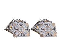 Aramox Calcomanías de Baldosas, Pegatinas Impermeables Auto Adhesivas de PVC para Piso y Pared, Fácil de Instalar en Cocina y Baño, Estilo Retro de Color Brillante (Borde de Oro Gris Claro)