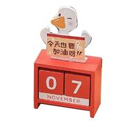 Aramox Calendario de Madera, Calendario de Madera Maciza para Escritorio con Bloques de Fecha de Mes Perpetuo, Esquinas Redondeadas, Acabado Brillante, Estilo de Dibujos Animados para Decoración de