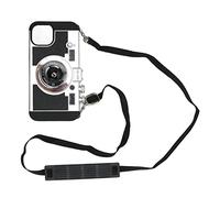 Aramox Cámara Vintage Funda para Teléfono, Diseño 3D de Cámara con Cordón | Construcción híbrida de TPU+PC, protección anticaída, blanco y negro, fácil de transportar con correa para el cuello,