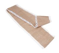 Aramox Camino de Mesa de Yute, Mantel con Borde de Encaje para Decoración de Bodas y el Hogar, Tela de Yute de 98x12 Pulgadas con Ribete de Encaje de Punto para Fiestas y Eventos