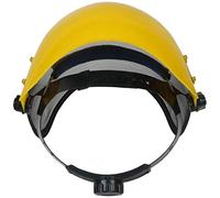 Aramox Casco de Motosierra ABS y Visera de Malla de Arte del Hierro, 28 X 30 Cm, Casco Forestal Ajustable, Protección Facial Completa para Tala, Desbrozadora, Trabajadores de Paisajismo (Yellow)