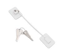 Aramox Cerradura para Refrigerador ABS Blanco y Acero Inoxidable Cerradura para Refrigerador con 2 Llaves Sin Adhesivo para Taladrar Instalar a Prueba de Niños para Congelador Gabinete Cajón Hogar