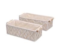 Aramox Cesta de Almacenamiento de Cuerda de Algodón Tejida Estilo Bohemio con Asas para Toallas, Control Remoto de 2 Piezas para Baño, Cestas de Transporte para Sala de Estar
