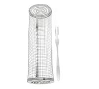 Aramox Cesta para Barbacoa, Cesta Enrollable de Acero Inoxidable, Cilindro de Malla de Alambre de Rejilla Abierta Grande para Pescado, Verduras, Patatas Fritas, Barbacoa para Acampar para Cocineros