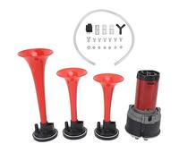 Aramox Claxon La Cucaracha Juego de Bocinas de Aire Musicales, 12V 15A 3 Bocinas de Aire Musicales de Trompeta, Bocina de Aire de Coche Súper Fuerte de 125db con Compresor para Camión Tren Barco