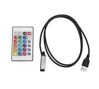 Aramox Controlador de luz de tira LED, tira de luz de 5-24 V, control remoto inalámbrico RGB de 24 teclas, controlador de infrarrojos con efecto de lámpara USB 6A(1 m)