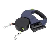 Aramox Correa para de Doble Cabeza, Correa de Nailon Reflectante Iluminada por LED con Función Giratoria de 360 Grados para Dos Perros (Gris Oscuro)