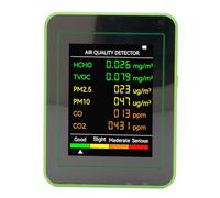 Aramox Detector de Calidad Probador Interior Portátil con Pantalla LCD a Color CO2 TVOC HCHO PM2.5 PM10 Monitoreo Batería Recargable de 1200 MAh para Uso HVAC (blanco y verde)