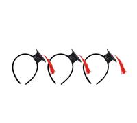 Aramox Diademas de Graduación Mini Gorro de Soltero, 3 Piezas de Tela con Aros para el Cabello, Diademas con Borlas para Decoraciones de Fiesta de Cumpleaños de Graduación (rojo)