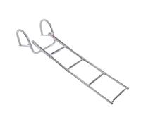Aramox Escalera para Pontón de 4 Escalones, Acero Inoxidable 316 de Alta Resistencia, Escalera Telescópica Plegable de Entrada Trasera con Pedal y Pasamanos para Natación, Abordaje y
