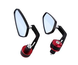 Aramox Espejos Retrovisores de Motocicleta, Espejos de Extremo de Barra de Aleación de Aluminio, par de ángulo Ajustable de 7 8 Pulgadas para Bicicletas de Calle, Scooters, Conductores con Tapas de