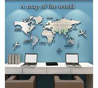 Aramox Etiqueta de la Pared del Mapa del Mundo 3D, Decoración de la Pared del Espejo Acrílico, Diseño de Rompecabezas de Bricolaje Reflectante de 120 X 60 Cm, Fácil de Aplicar y Quitar para la