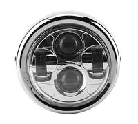Aramox Faro de motocicleta, Faro de motocicleta Universal Vintage Aluminio Retro LED Faros redondos Faros delanteros para motocicletas de 12V, Negro