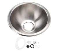 Aramox Fregadero Redondo de Acero Inoxidable para Vehículos Recreativos, Tamaño de 10,43 Pulgadas, Profundidad de 4,53 Pulgadas con Conjunto de Drenaje para Barcos de Baño, Cocina, RV