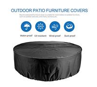 Aramox Funda para Muebles de Exterior para Juego de Sillas de Mesa Redonda, Tela Oxford Resistente Al Viento, Funda para Patio con Cordón, Negra Resistente Al Agua para Silla de Mesa para el Hogar y