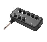 Aramox Guitarra Electric Guitar Mini Amp Auriculares Amplificador de Auriculares Enchufe y Reproduce 3 Simulaciones de Altavoces Ideales para Guitarristas Negros 9.7 * 3.5 * 4.3cm (Guitarra)