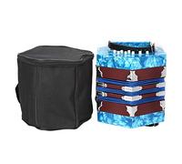 Aramox Instrumento Concertina Acordeón Azul Cielo, Acordeón Concertina Portátil de Madera Maciza y Cuero, 20 Botones con Correa de Mano y Bolsa de Transporte para Adultos Niños Principiantes (cielo