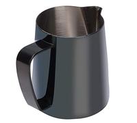 Aramox Jarra de Leche de Acero Inoxidable de 350 Ml, Colorida Taza para Espumar con Boquilla Artística, Ergonómico, Vertido Preciso para Latte Art, Uso en Cafetería en Casa (BLACK)