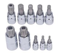 Aramox Juego de 10 Llaves de Vaso con Puntas Estriadas Cuadradas Triples, Acero Al Cromo Vanadio, Alta Resistencia y Durabilidad para Uso Automotriz y Mecánico