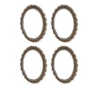 Aramox Juego de 4 Espejos de Casa de Muñecas de Bronce Antiguo Hechos a Mano, Espejos en Miniatura de Aleación con Patrón para Escenas de Casa de Muñecas a Escala 1:12