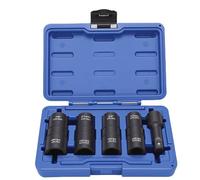 Aramox Juego de 5 Puntas para Tuercas de Rueda, de 1/2 Pulgada de Enganche, Métricas 17-19 - 21-22 Mm y SAE 3/4-13/16-7/8-15/16 Pulgadas, con Pared Delgada y Doble Extremo, Incluye