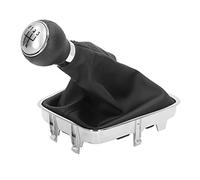 Aramox Juego de Bota de Palanca de Cambios, Bota de Palanca de Cambios de Cuero de PVC con Perilla de de 5 Velocidades ABS, Tapa Plateada, Kit de Funda de de para Reemplazo Manual del Interior del