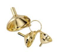 Aramox Juego de Embudo de Acero Inoxidable Dorado, Herramienta de Cocina Duradera para Enlatar, Ideal para Transferencia de Líquidos, 3 Piezas con Lateral para un Uso Fácil