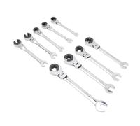 Aramox Juego de Llaves Combinadas con Trinquete, Llave de Trinquete de Acero Cr V, 9 Piezas, 8, 17 Mm, 72 Dientes, para Frenos de, Aire Acondicionado, Tuercas de Tuberías, Mecánica y Reparación de