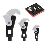 Aramox Juego de Llaves de Pata de Gallo Autoajustables de 3 Piezas, 1/4 pulg., 3/8 pulg., 1/2 con Llave de Extremo Abierto con Acción de Trinquete